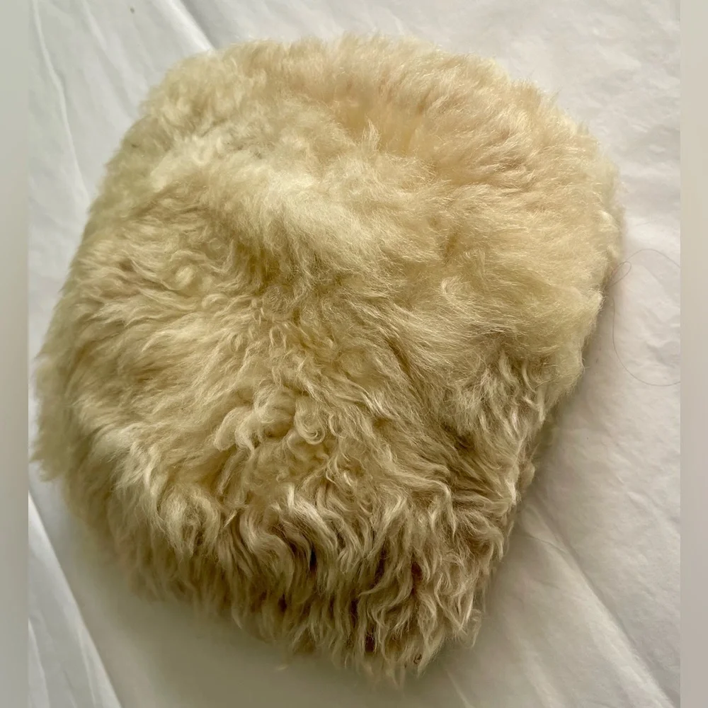 Vintage 8” Real Fur Hat 1950’s 1960’s Small Crème Tan